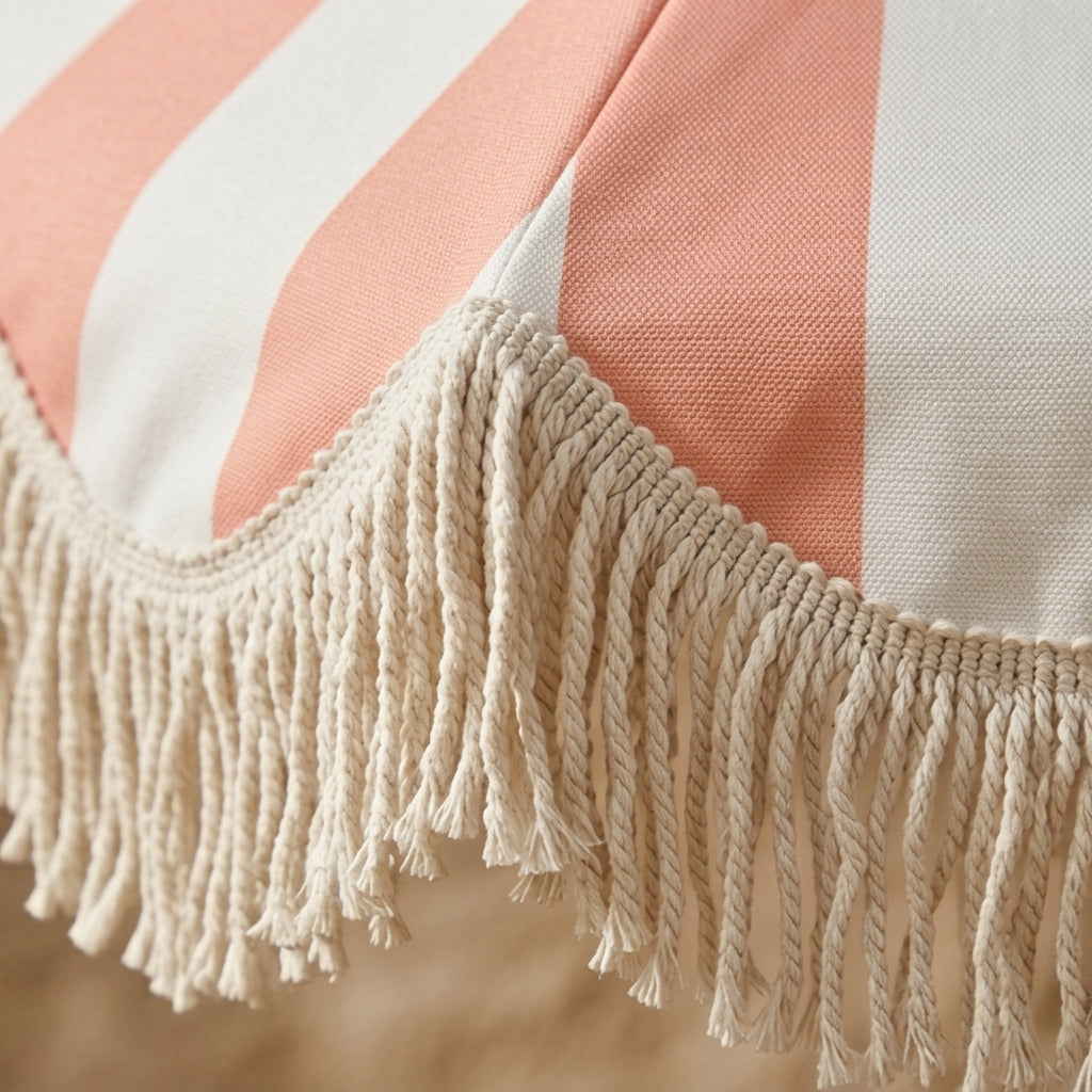 Coral Coast Retro Scalloped Stripe Beach Umbrella