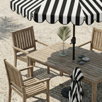 Monochrome Stripe Scalloped Patio Umbrella