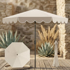 Elegant Scalloped Edge Patio Umbrella in Beige