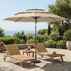 Premium Triple-Tier Vented Patio Umbrella in Beige