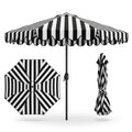 Monochrome Stripe Scalloped Patio Umbrella