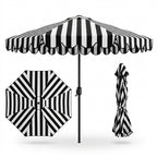 Monochrome Stripe Scalloped Patio Umbrella