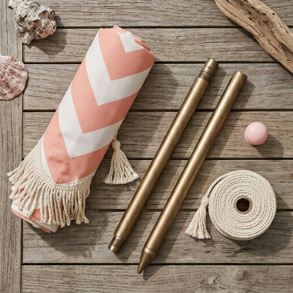 Coral Coast Retro Scalloped Stripe Beach Umbrella