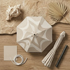 Elegant Scalloped Edge Patio Umbrella in Beige