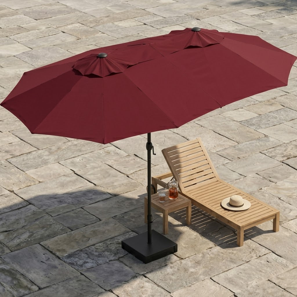 Burgundy Triple Canopy Outdoor Patio Umbrella
