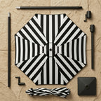 Monochrome Stripe Scalloped Patio Umbrella