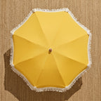 Sunny Yellow Scalloped Fringe Patio Umbrella