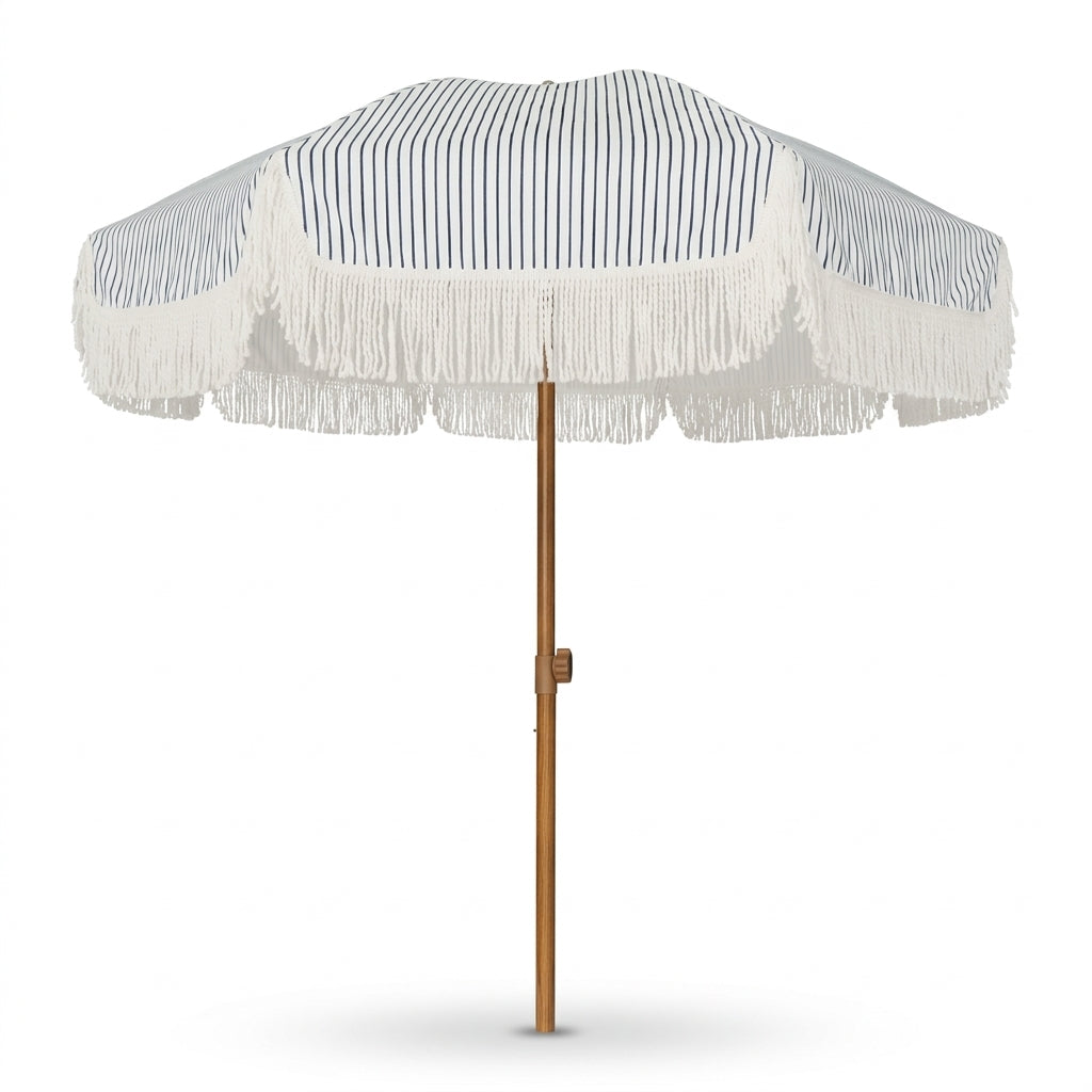 Vintage Striped Fringe Beach and Patio Umbrella
