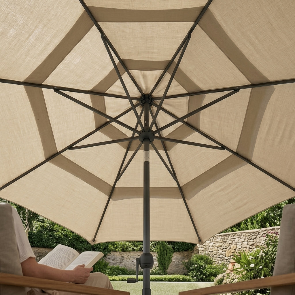 Premium Triple-Tier Vented Patio Umbrella in Beige