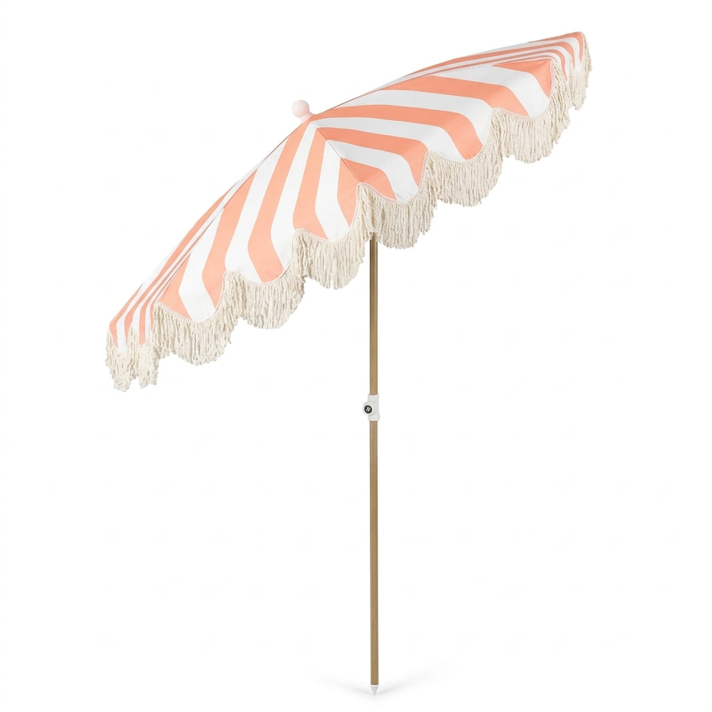 Coral Coast Retro Scalloped Stripe Beach Umbrella