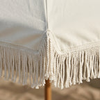 Gemini said Vintage White Fringe Beach Umbrella