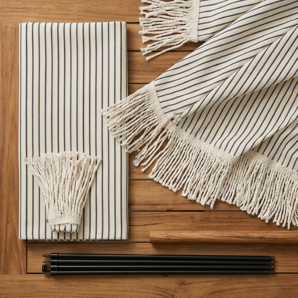 Vintage Striped Fringe Beach and Patio Umbrella