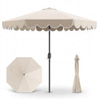 Elegant Scalloped Edge Patio Umbrella in Beige
