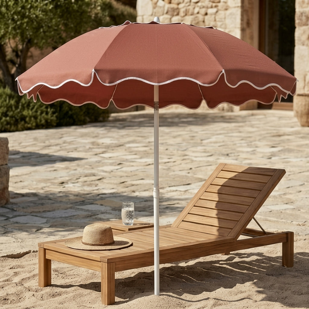 Terracotta Scalloped Edge Patio Umbrella