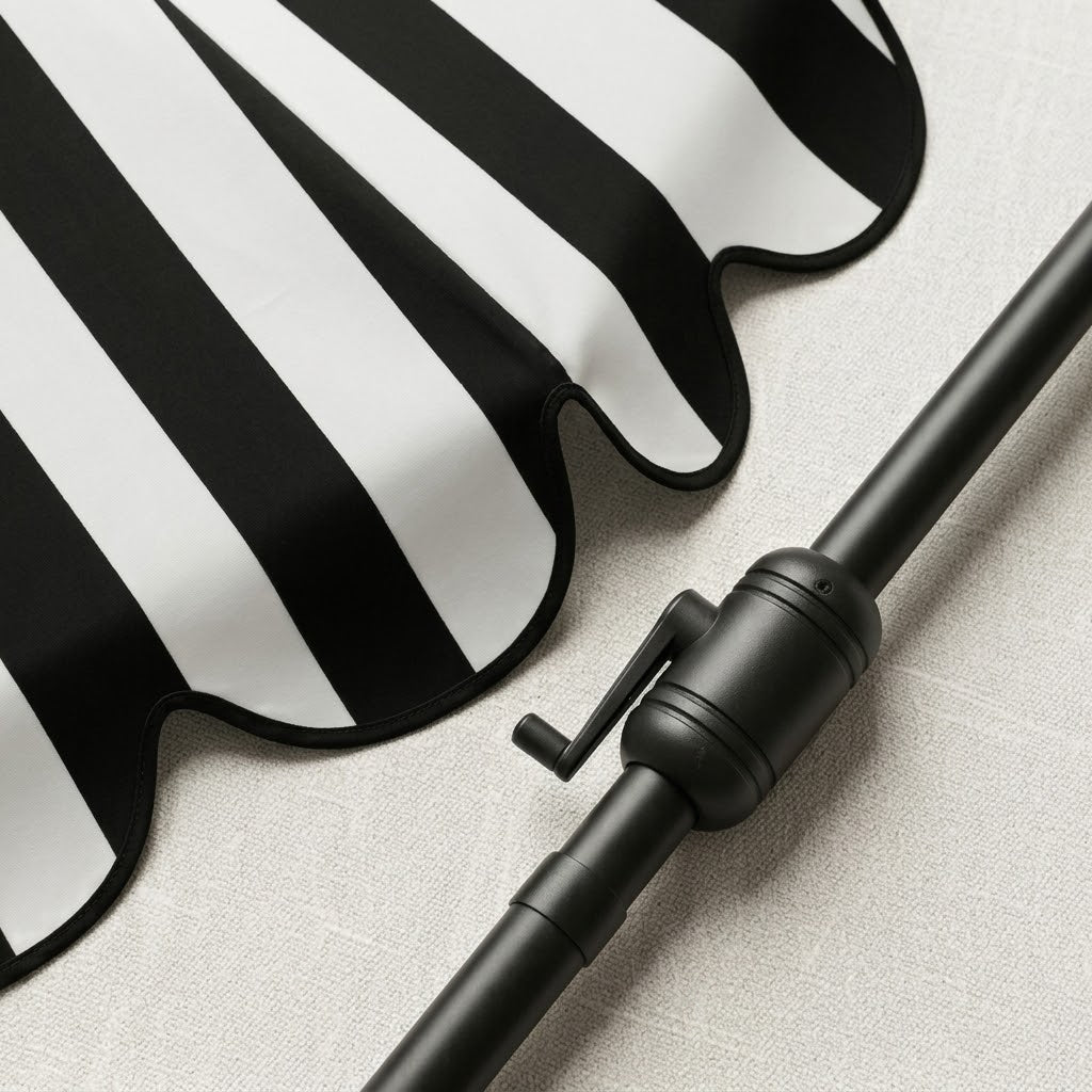 Monochrome Stripe Scalloped Patio Umbrella